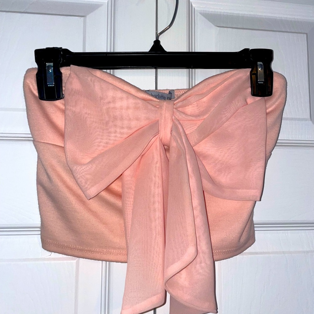 Strapless bow crop top
